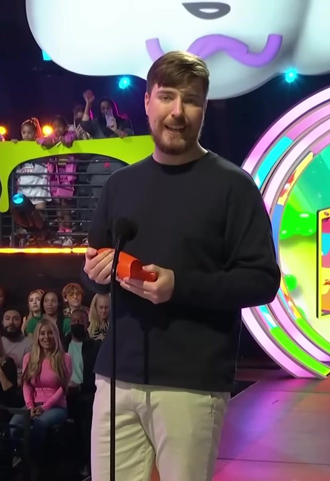 MrBeast on stage at the Kids’ Choice Awards